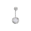 White Gold 750/000 Belly Button Ring with Bezel-Set Zirconia