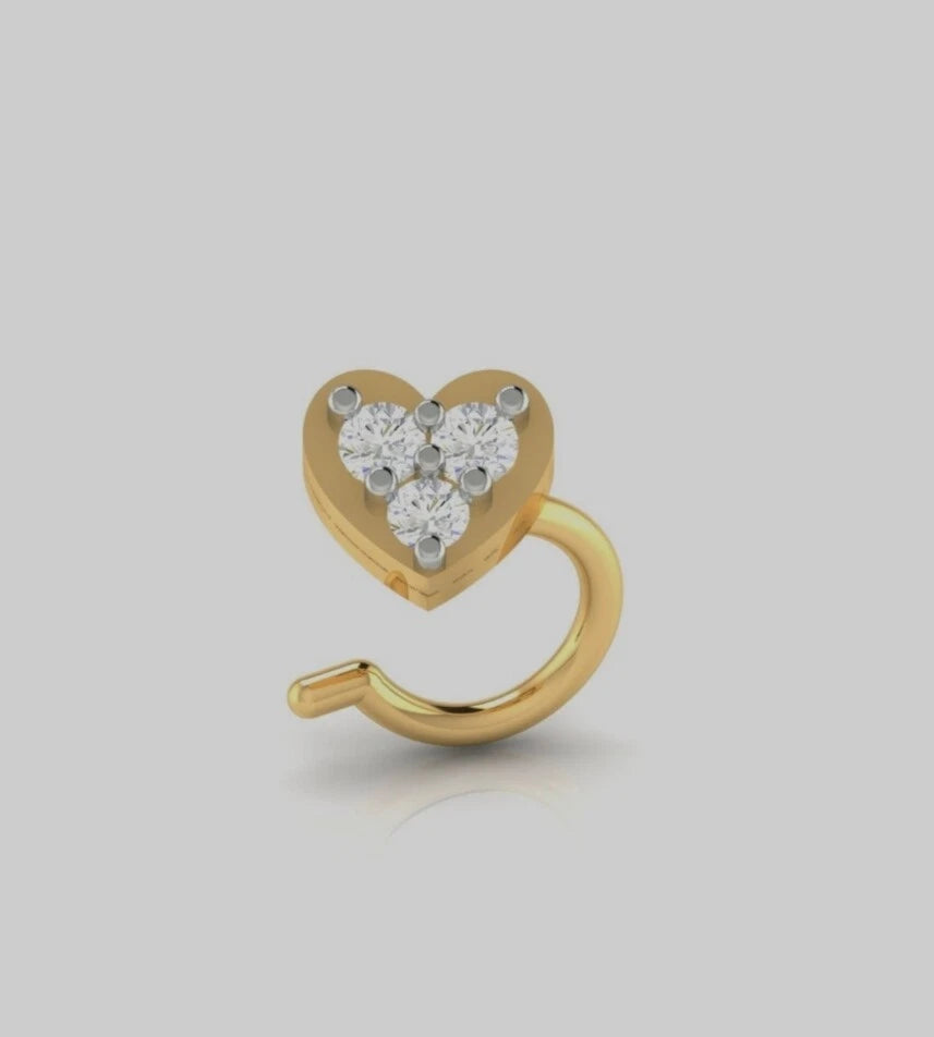 14K Solid Gold Nose Stud with Diamond Birthday Gift