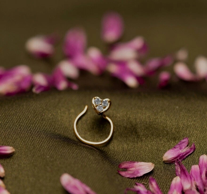 14K Solid Gold Nose Stud with Diamond Birthday Gift